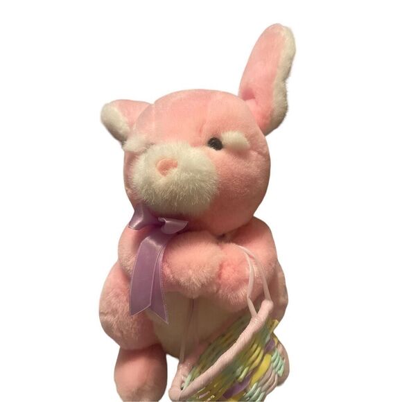Commonwealth Unisex Pink Easter Bunny Basket Rabbit Plush Stuffed Animal - Picture 2 of 11